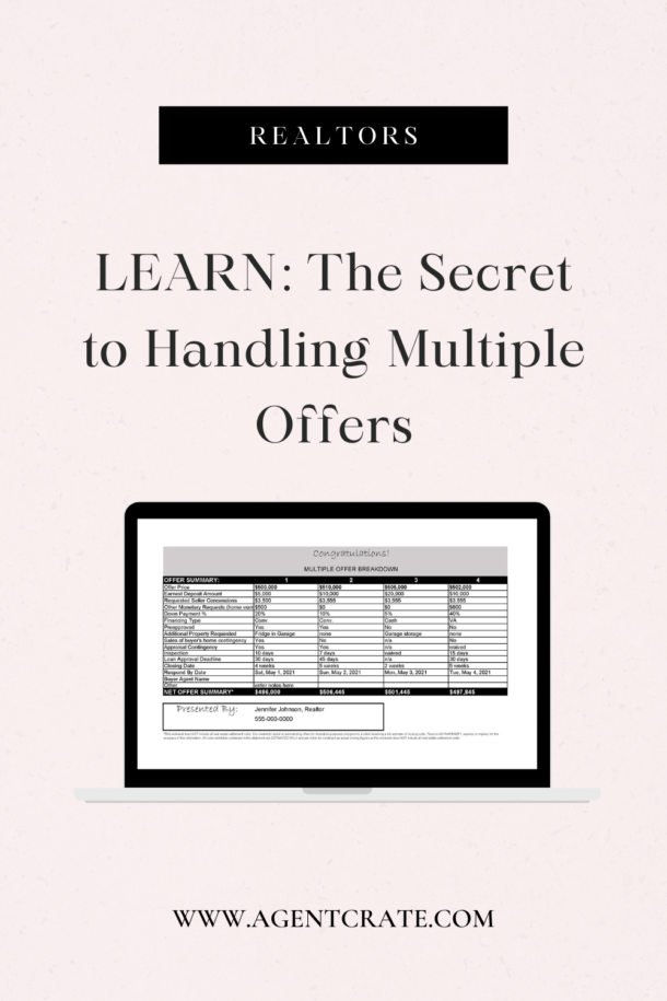 Multiple Offer Spreadsheet For Realtors - Free Download