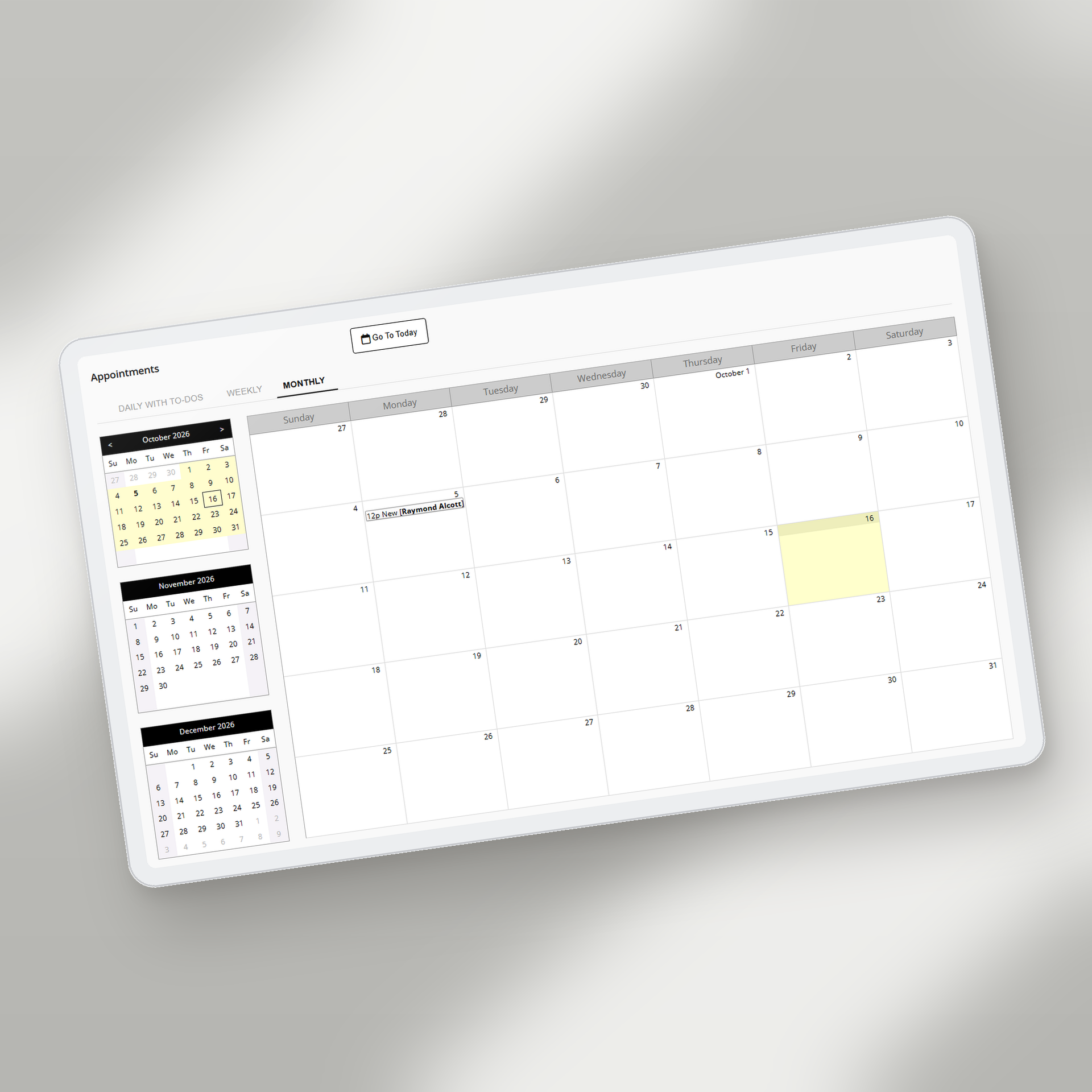 Appointments calendar