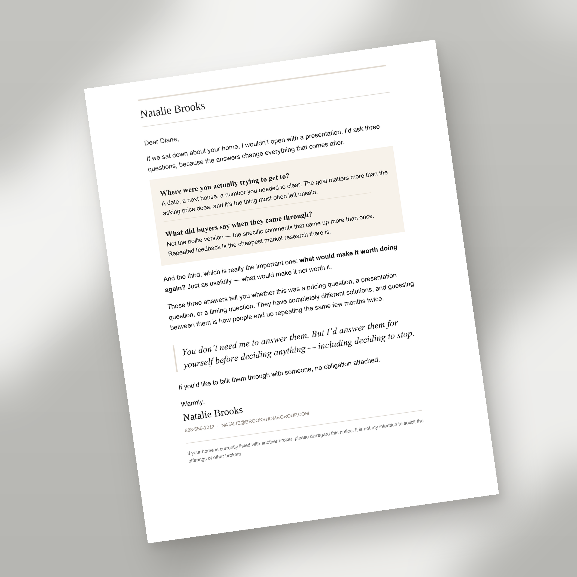 Prospecting letter