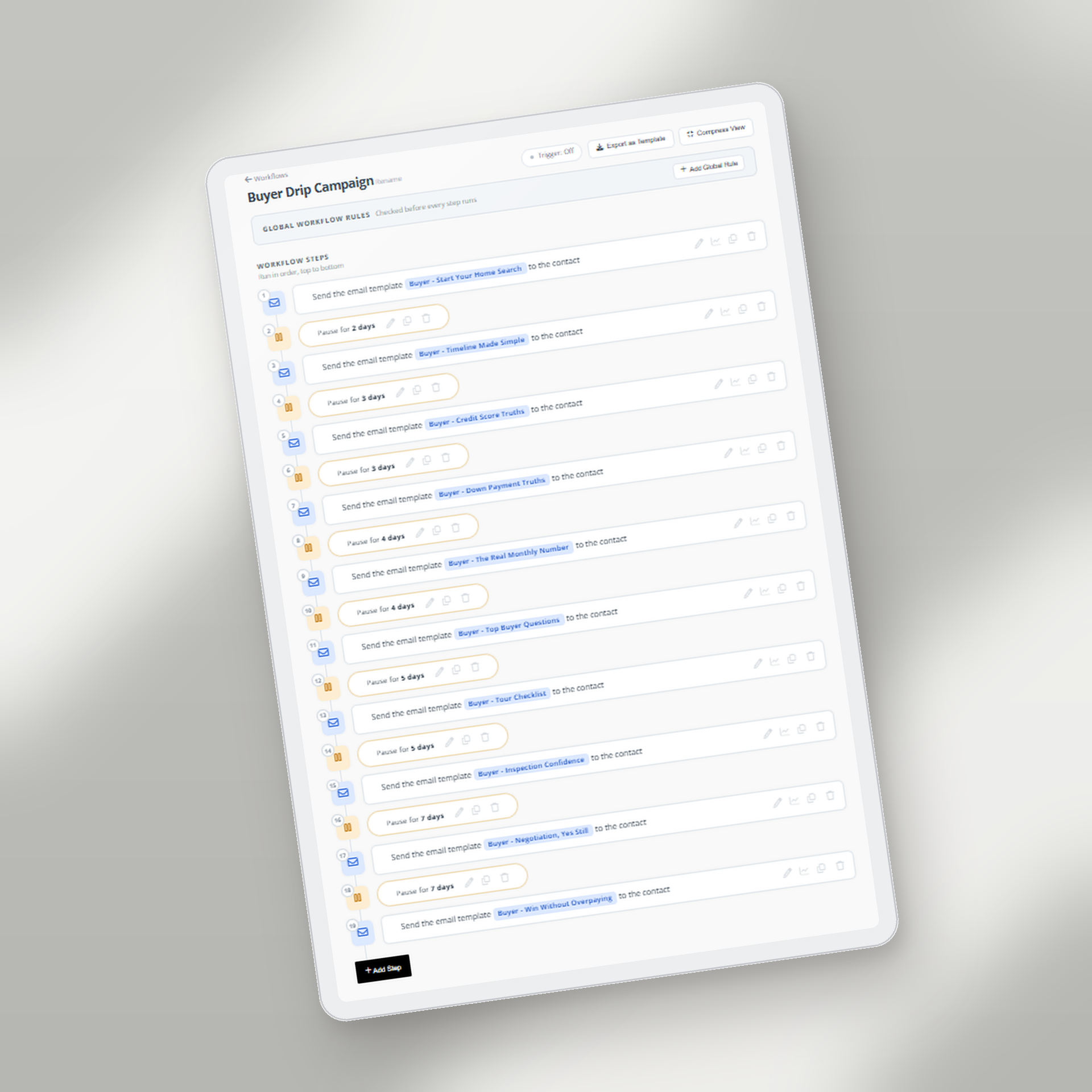 Buyer drip campaign workflow